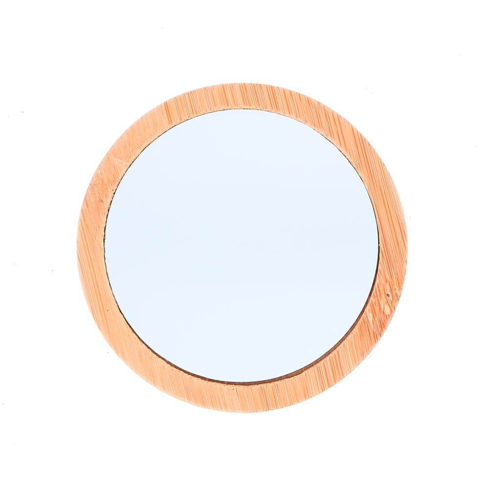 Mackur Mini Rétro Miroir à poignée en Bois Portable Miroir de Maquillage 15 * 7 cm Handheld Miroir de Poche 1 pièce 